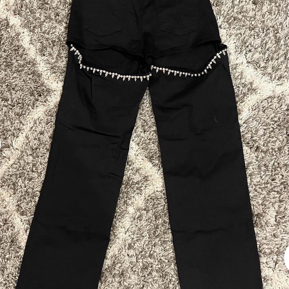 Akira Black Jeans with Rhinestone Chain Detail
